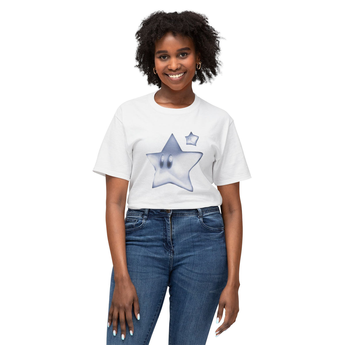 Blue Smiling Star Graphic T-Shirt