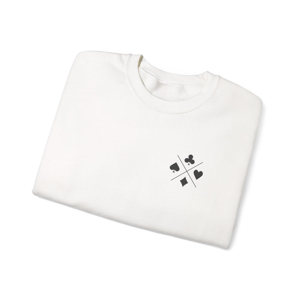 Poker Suit Crewneck Sweatshirt — Minimal Card Suits Chest Design