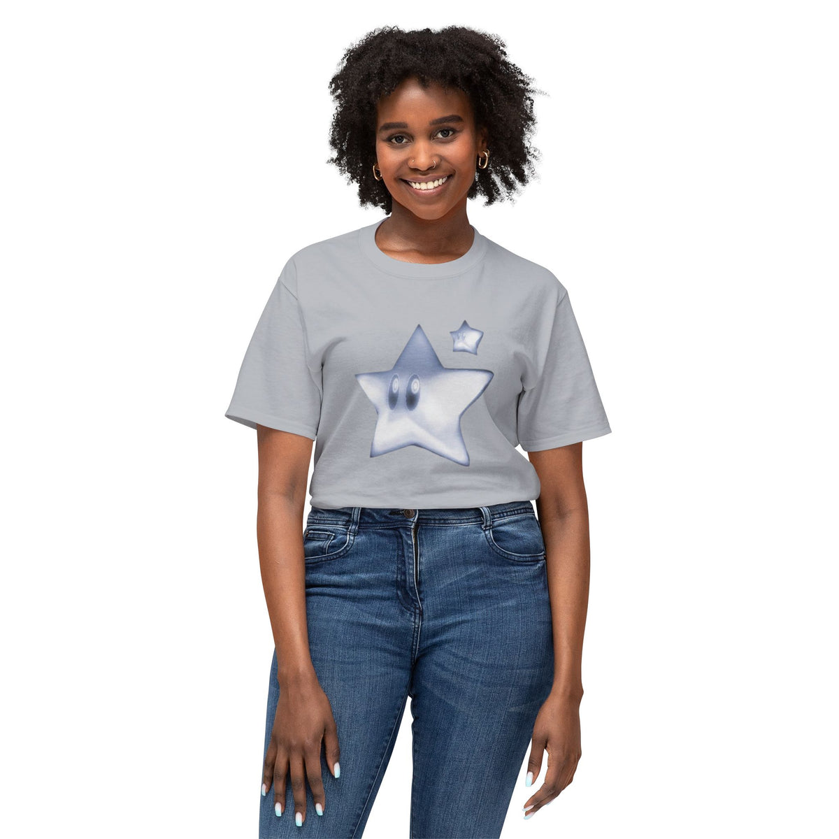 Blue Smiling Star Graphic T-Shirt