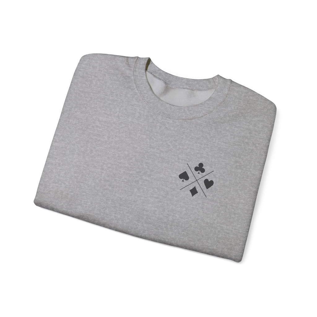 Poker Suit Crewneck Sweatshirt — Minimal Card Suits Chest Design
