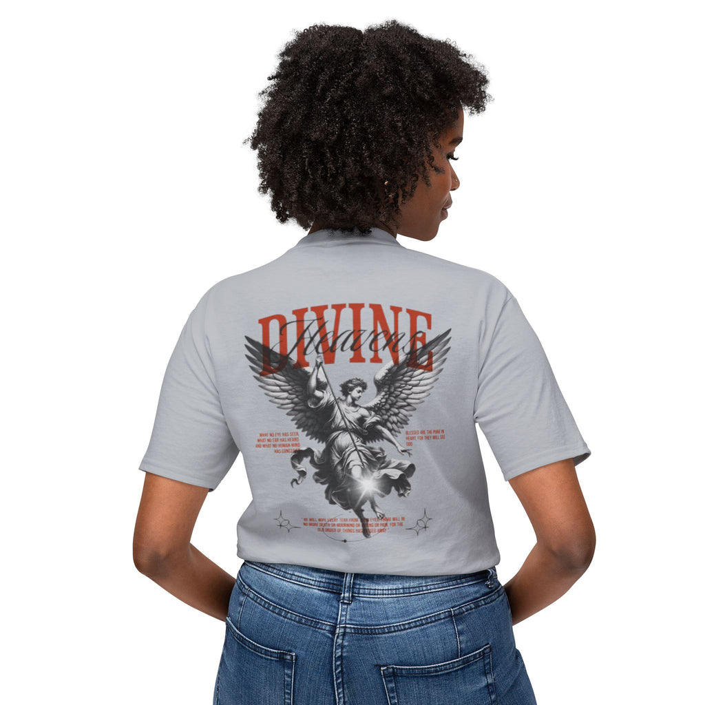 T-Shirt — 'DIVINE' Angel Back Print Chest Crown Logo