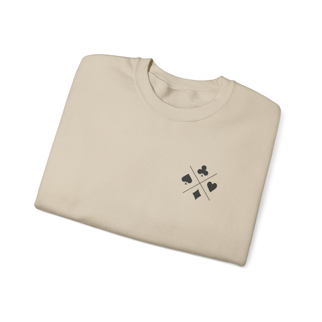 Poker Suit Crewneck Sweatshirt — Minimal Card Suits Chest Design