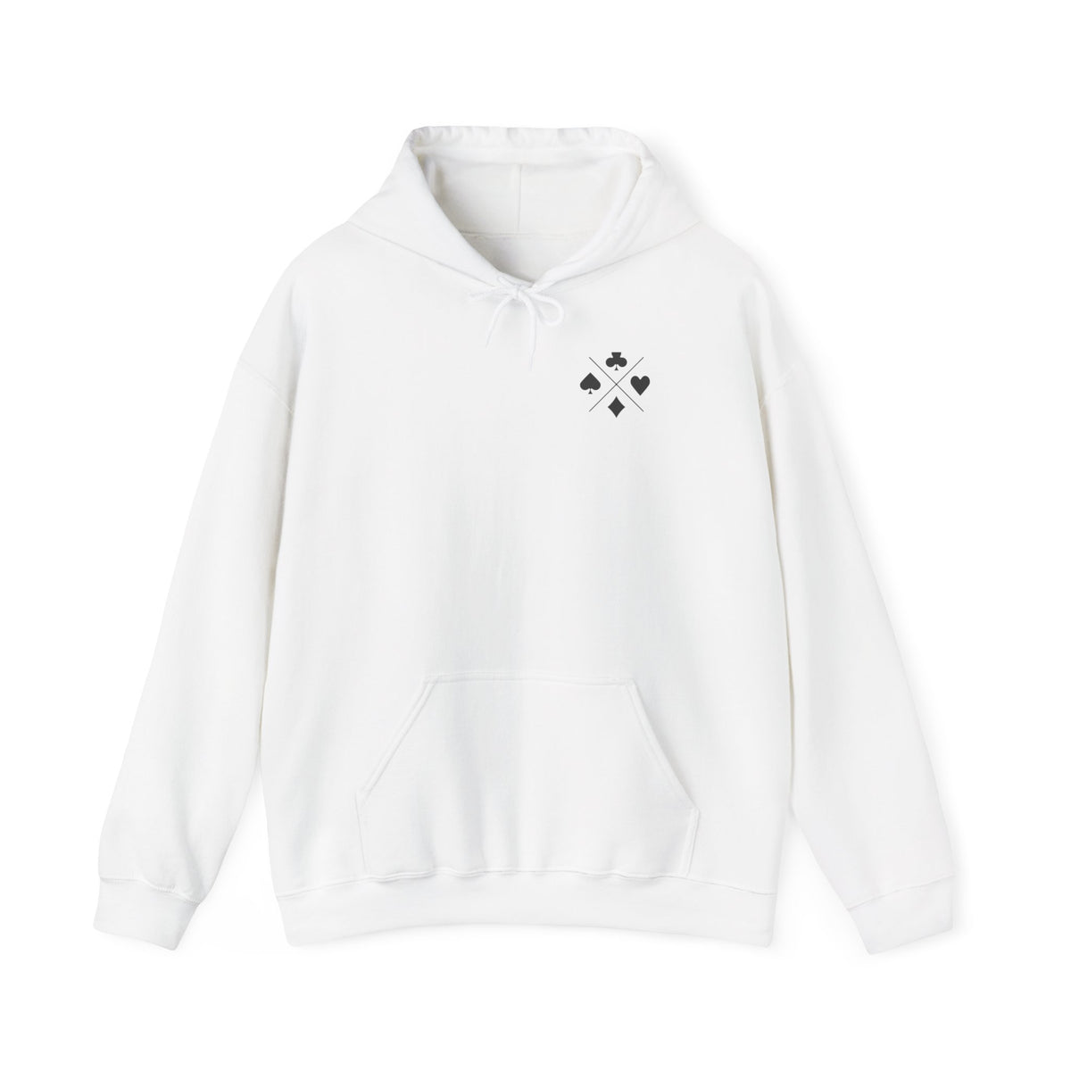 Minimal Card Suits Hoodie – Small Four Suits Chest Design
