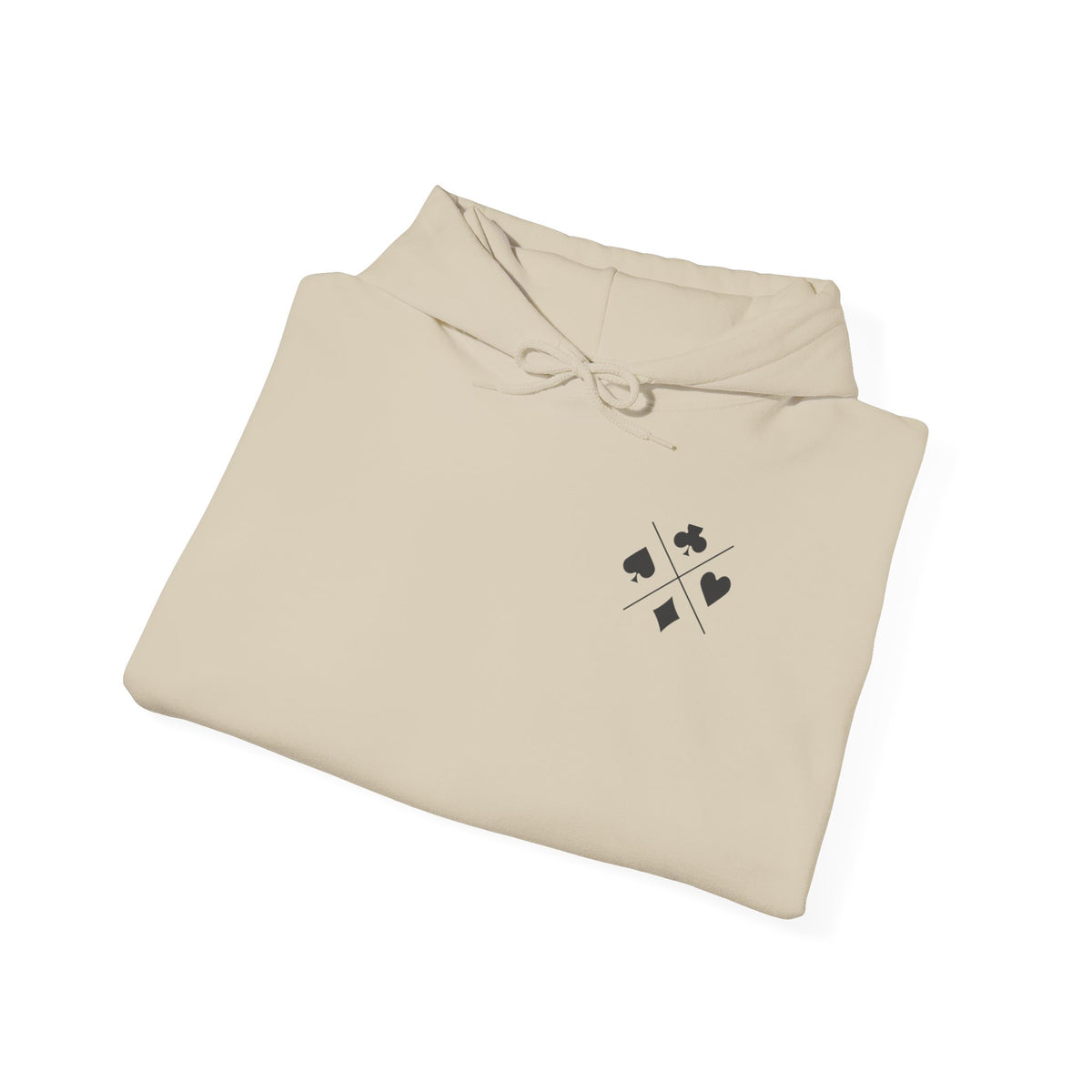 Minimal Card Suits Hoodie – Small Four Suits Chest Design