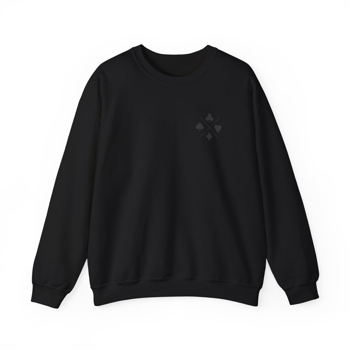 Poker Suit Crewneck Sweatshirt — Minimal Card Suits Chest Design