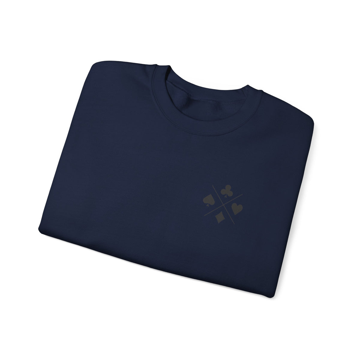 Poker Suit Crewneck Sweatshirt — Minimal Card Suits Chest Design