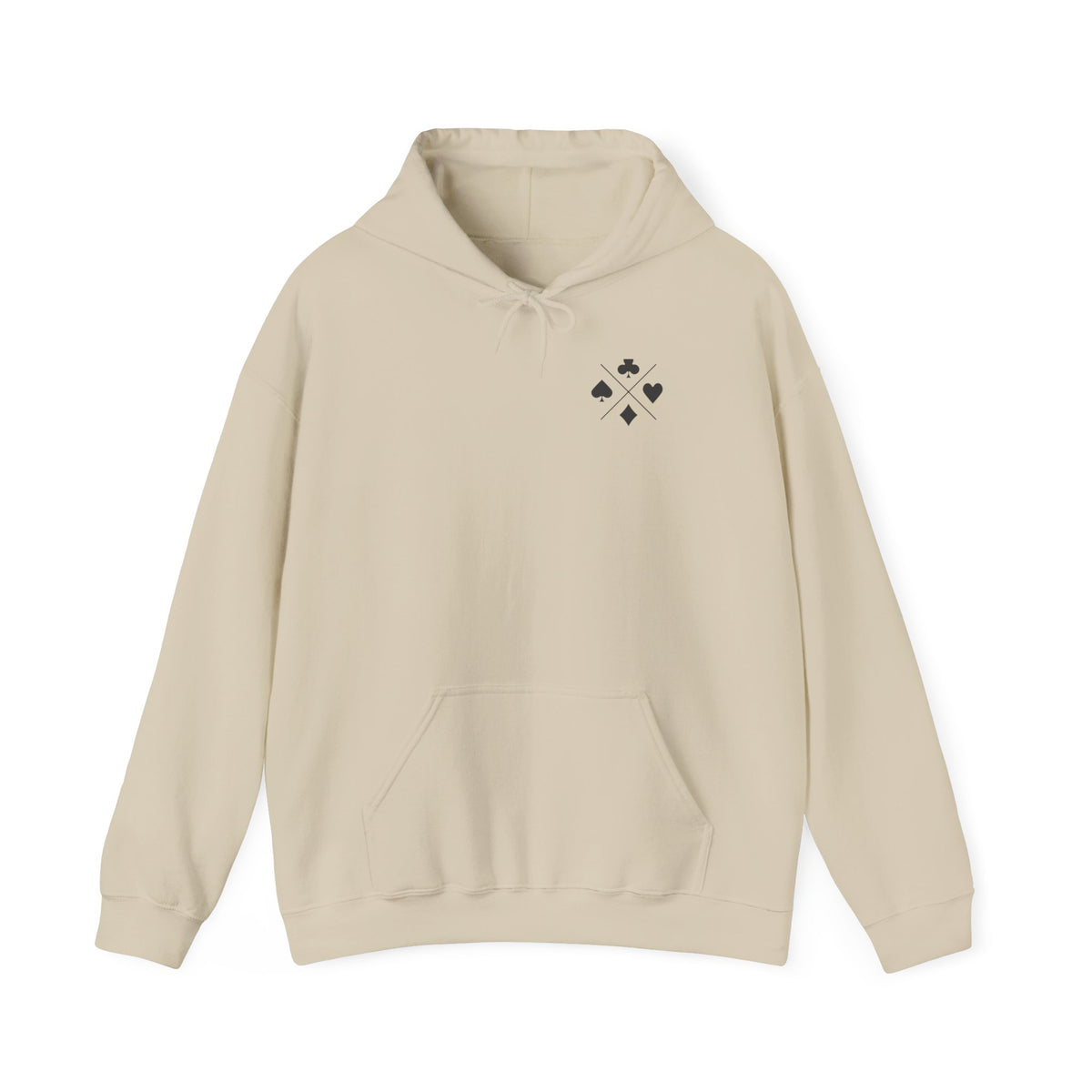 Minimal Card Suits Hoodie – Small Four Suits Chest Design