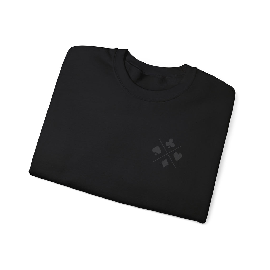 Poker Suit Crewneck Sweatshirt — Minimal Card Suits Chest Design