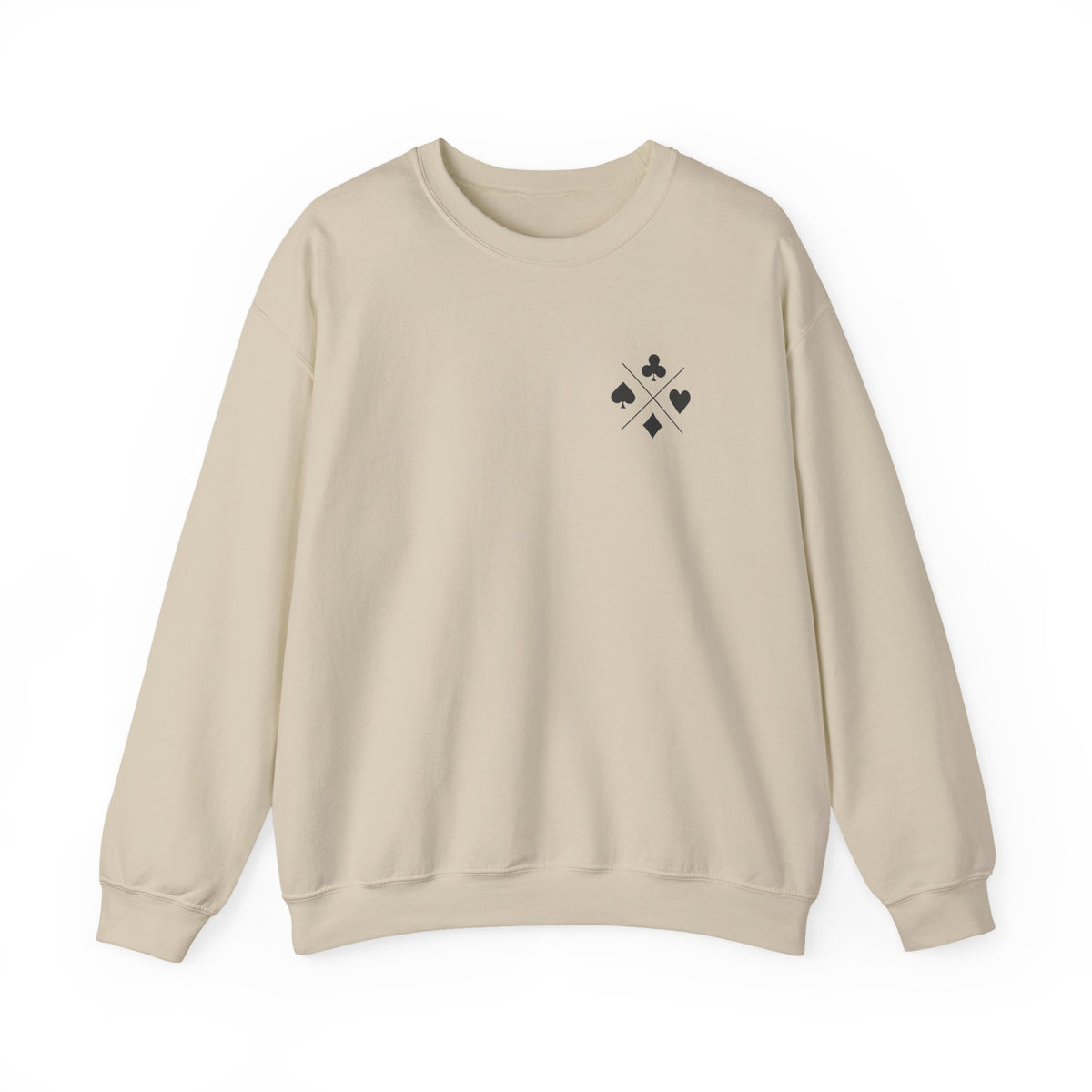 Poker Suit Crewneck Sweatshirt — Minimal Card Suits Chest Design
