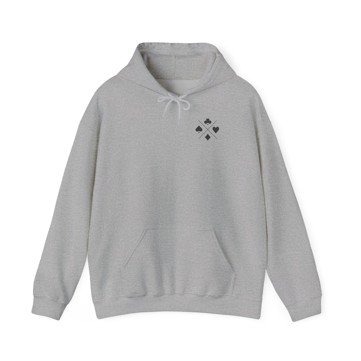 Minimal Card Suits Hoodie – Small Four Suits Chest Design