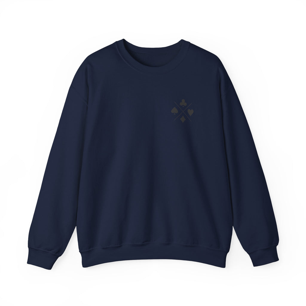 Poker Suit Crewneck Sweatshirt — Minimal Card Suits Chest Design
