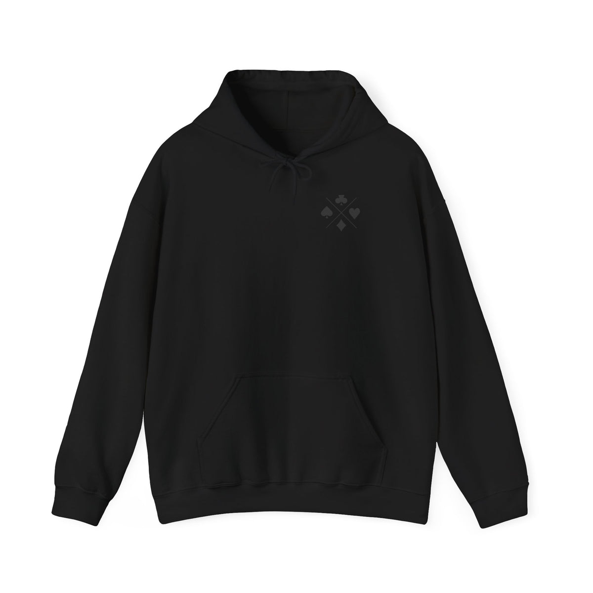 Minimal Card Suits Hoodie – Small Four Suits Chest Design