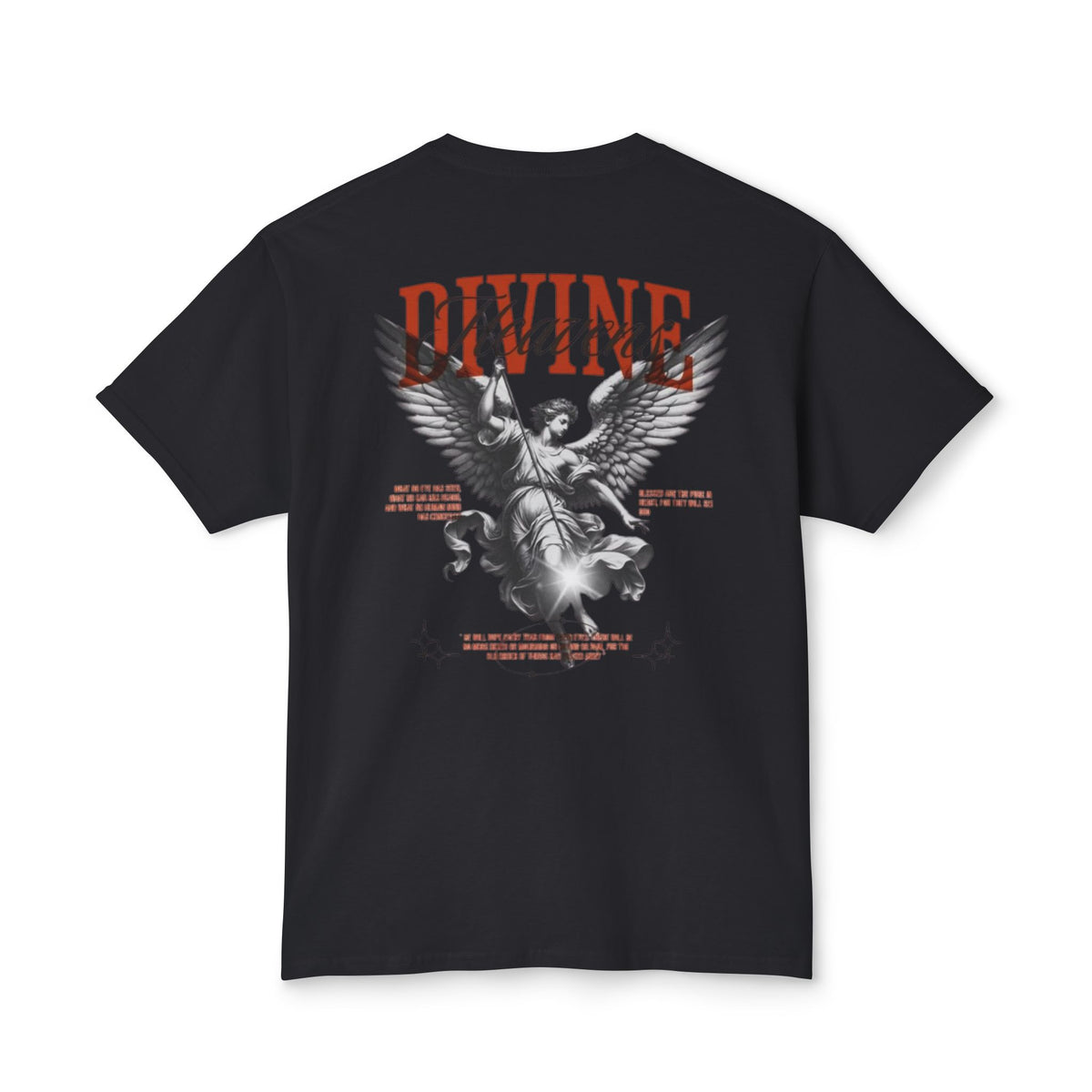 T-Shirt — 'DIVINE' Angel Back Print Chest Crown Logo