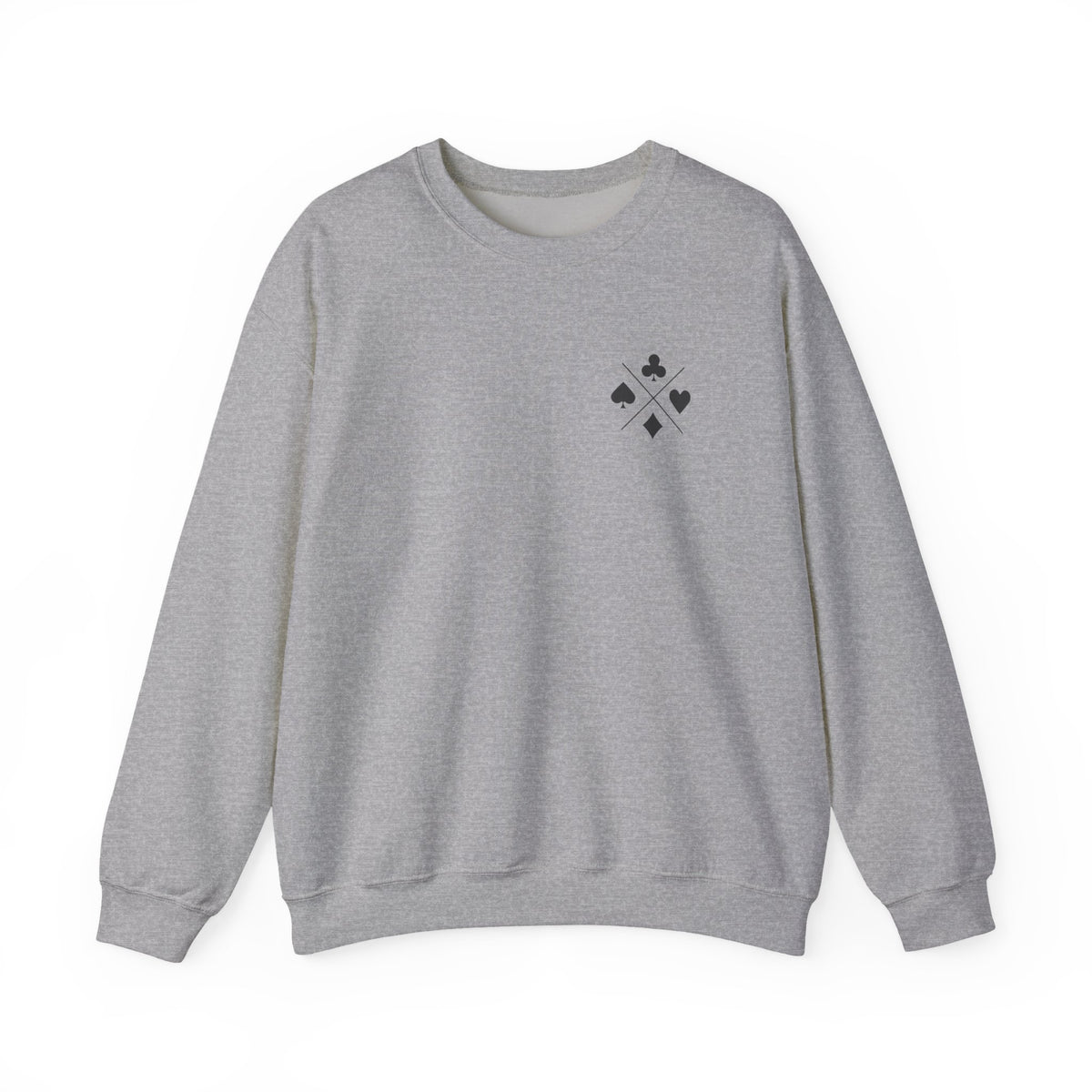 Poker Suit Crewneck Sweatshirt — Minimal Card Suits Chest Design