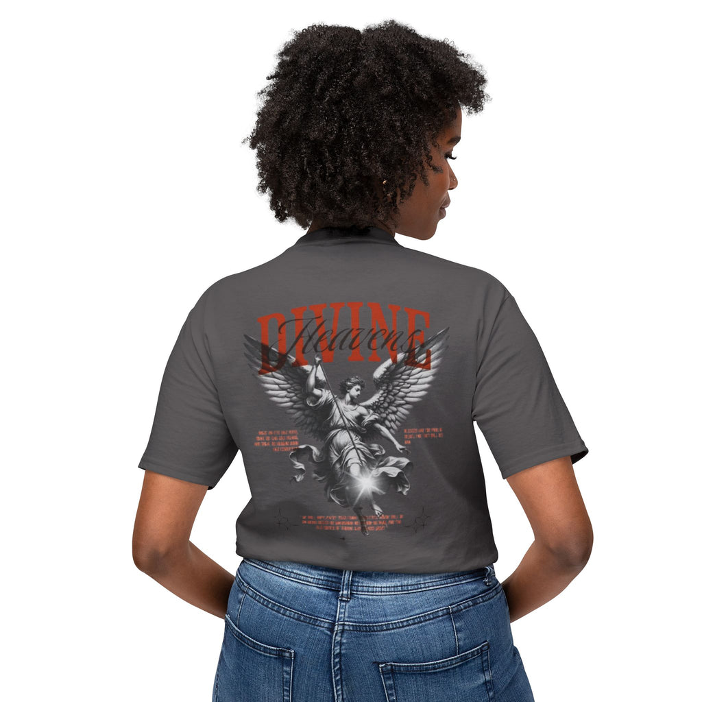 T-Shirt — 'DIVINE' Angel Back Print Chest Crown Logo
